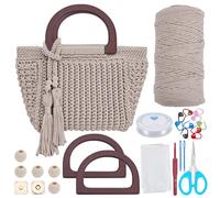 INFUNLY Juego de bolsas de ganchillo de bricolaje para principiantes y adultos con instrucciones paso a paso en vídeo, borlas, mango de madera - bolsa de transporte bolsos de ganchillo