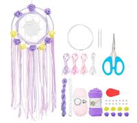 INFUNLY Kit de atrapasueños de flores, color morado, kit de fabricación de atrapasueños con instrucciones incluidas (idioma español no garantizado), kit de iniciación de atrapasueños superpuestos,