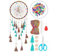 INFUNLY Kit de atrapasueños para hacer tu propio atrapasueños, hecho a mano, colorido, para principiantes, con borlas e instrucciones para decoración de pared de dormitorio, cuarto de bebé