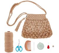 INFUNLY Kit de bolsa de macramé para adultos, principiantes, boho, bolsa de hombro de macramé con cuentas, borlas, kit de bolso de cuerda de algodón con instrucciones (idioma español no garantizado),