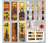 INFUNLY Kit de marcadores de punto de cruz de Halloween, calabaza malvada, hecho a mano, marcadores de punto de cruz, esqueleto, fantasma, bordado, truco o trato, juego de punto de cruz con