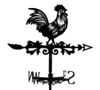 INFUNLY Paleta de metal con diseño de gallo negro, veleta de viento de pollito, acabado a mano, letrero de dirección de hierro para techo, jardín, granja, decoración de 35 x 27 cm