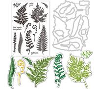INFUNLY Planta Troqueles Hoja Troqueles de Corte de Metal Hoja de Helecho Sellos Transparentes Conjunto Relieve Plantilla de Plantilla para DIY Arte de Papel Artesanía Álbum de Recortes Álbum de Fotos