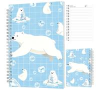 INFUNLY Polar Bear Spiral Notebook Blue White 5.5"×8.3" Journal for Work