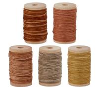 INFUNLY Sashiko - Juego de 5 hilos de coser de algodón de 273.4 yardas, color marrón mezclado, 5 estilos, con carretes de madera, hilo de bordado teñido de plantas naturales, hilo de bordado a mano