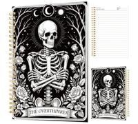 INFUNLY Skeleton Tarot Spiral Notebook Journal 80-Page Floral Skull Spiral Lined Diary 5.5×8.3 Inches Hardcover Aesthetic Notebooks for Writing Work School Gift