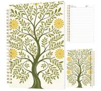 INFUNLY Spring Tree Spiral Notebook 5.5"x8.3" Tree of Life Spiral Journal Summer Tree Flower Spiral Diary Botanical Wire Bound Notebook Foliage Coil Bound Pad for Office School Classroom Gifts