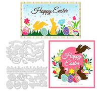 INFUNLY Troqueles de corte de conejo para hacer tarjetas, huevos de Pascua, flores troqueladas, herramienta de plantilla para el día de Pascua, álbumes de recortes y álbum de fotos, decoración de
