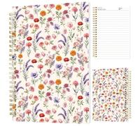 INFUNLY Watercolor Wildflower Spiral Notebook 5.5x8.3 Floral Spiral Journal Colorful Flower Spiral Diary Spring Wire Bound Notebook Plant Coil Bound Pad for Office School Classroom Gifts