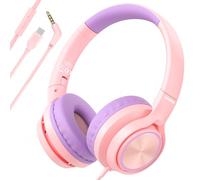 INFURTURE Auriculares CH5 USB C con micrófono para niños y niñas, Control de línea, límite de Volumen de 94 dB, Auriculares con Cable para Escuela, Viajes, para teléfonos celulares, tabletas, Kindle