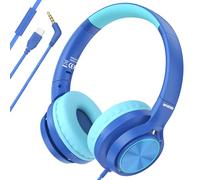 INFURTURE CH5 - Auriculares USB C/3.5 mm para niños con micrófono para niños y niñas, control de línea, límite de volumen de 94 dB, auriculares con cable para escuela, viajes, para teléfonos