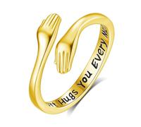 INFUSEU Anillo Abrazo Plata De Ley 925 18K Oro Ajustable Anillo De Amor Joyas Siempre Juntas Comprometimos Regalos Originales para Mujer
