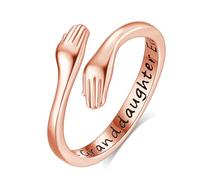INFUSEU Anillo Abrazo Plata De Ley 925 18K Oro Rose Ajustable Anillo De Amor Joyas Grabado Best Granddaughter Ever Regalos Originales para Mujer