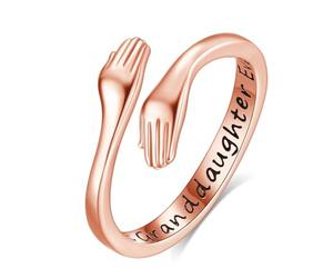 INFUSEU Anillo Abrazo Plata De Ley 925 18K Oro Rose Ajustable Anillo De Amor Joyas Grabado Best Granddaughter Ever Regalos Originales para Mujer