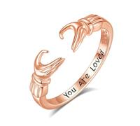 INFUSEU Anillo Abrazo Plata De Ley 925 Ajustable Anillo De Amor Joyas Siempre Juntas Comprometimos Dedos Formando un Corazón 18K Oro Rosa Regalos Originales para Mujer