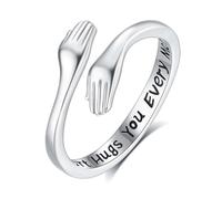 INFUSEU Anillo Abrazo Plata De Ley 925 Ajustable Anillo De Amor Joyas Siempre Juntas Comprometimos Regalos Originales para Mujer