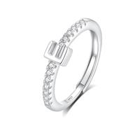 INFUSEU Anillo Inicial, 925 Plata De Ley Ajustable Letra E Anillos Apilables Alfabeto Mayúscula Joyería Personalizada Cumpleaños Regalo Dama Mujeres Niñas
