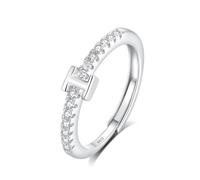 INFUSEU Anillo Inicial, 925 Plata De Ley Ajustable Letra I Anillos Apilables Alfabeto Mayúscula Joyería Personalizada Cumpleaños Regalo Dama Mujeres Niñas