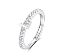INFUSEU Anillo Inicial, 925 Plata De Ley Ajustable Letra L Anillos Apilables Alfabeto Mayúscula Joyería Personalizada Cumpleaños Regalo Dama Mujeres Niñas