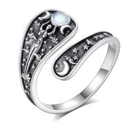 INFUSEU Anillo Talla Abierta, Ajustable Plata de Ley 925 Modelo 7-8 Anillo Dos Cabezas Serpiente/Gelada/Abrazo/Globina/Orangután/Dragón/Pentagrama Regalo Para Ella