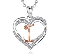 INFUSEU Colgante I, Collar Con Colgante Letra Corazon Alfabeto Joyas Colgantes Inicial Nombre Personalizado Regalo Aniversario Mujer Mama Abuela Abuelas
