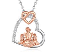 INFUSEU Colgante Madre e Hija, Oro Rosa Colgante Collar Madres y 2 Hijos Mama Joyería Familiar Regalos Para Mamá Mujer Madrastra