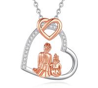 INFUSEU Colgante Madre e Hija, Plata 925 Oro Rosa Colgante Collar Mama Joyería Familiar Regalos Para Mamá Mujer Madrastra