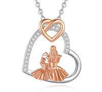 INFUSEU Colgantes Para Madre e Hija, Plata 925 Oro Rosa Colgante Collar Mama Joyería Familiar Regalos Para Mamá Mujer Madrastra