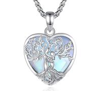 INFUSEU Collar Arbol De La Vida Colgante Árbol De La Vida Forma de Corazón Piedra Lunar Piedras Naturales Protectoras Cristal Amuletos Proteccion Joyas Personalizado Regalo para Mujeres