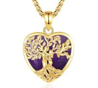 INFUSEU Collar Árbol de la Vida para Mujer, 18K Oro Colgante Amatista Cristal Corazón Piedras Protectoras Joya Amuleto de Protección y Buena Suerte Regalo Personalizado para Mujeres Amiga Mamá