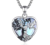 INFUSEU Collar Árbol de la Vida para Mujer, Chapado en dos Tonos Colgante Piedra Lunar Cristal Corazón Piedras Protectoras Joya Amuleto de Protección y Buena Suerte Regalo Personalizado para Mujeres