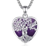 INFUSEU Collar Árbol de la Vida para Mujer, Colgante Amatista Cristal Corazón Piedras Protectoras Joya Amuleto de Protección y Buena Suerte Regalo Personalizado para Mujeres Amiga Mamá