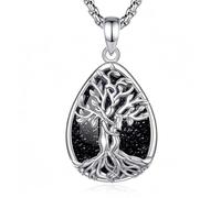 INFUSEU Collar Árbol de la Vida para Mujer, Colgante Arenisca Cristal Lágrima Piedras Protectoras Joya Amuleto de Protección y Buena Suerte Regalo Personalizado para Mujeres Amiga Mamá