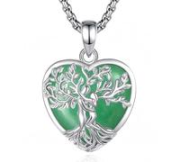 INFUSEU Collar Árbol de la Vida para Mujer, Colgante Aventurina Cristal Corazón Piedras Protectoras Joya Amuleto de Protección y Buena Suerte Regalo Personalizado para Mujeres Amiga Mamá