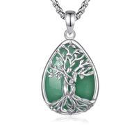 INFUSEU Collar Árbol de la Vida para Mujer, Colgante Aventurina Cristal Lágrima Piedras Protectoras Joya Amuleto de Protección y Buena Suerte Regalo Personalizado para Mujeres Amiga Mamá