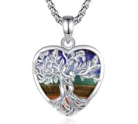 INFUSEU Collar Árbol de la Vida para Mujer, Colgante Chakra Cristal Corazón Piedras Protectoras Joya Amuleto de Protección y Buena Suerte Regalo Personalizado para Mujeres Amiga Mamá