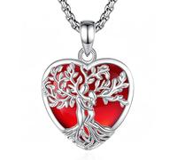 INFUSEU Collar Árbol de la Vida para Mujer, Colgante Cornalina Cristal Corazón Piedras Protectoras Joya Amuleto de Protección y Buena Suerte Regalo Personalizado para Mujeres Amiga Mamá