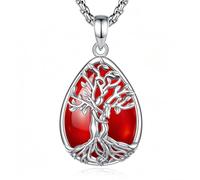 INFUSEU Collar Árbol de la Vida para Mujer, Colgante Cornalina Cristal Lágrima Piedras Protectoras Joya Amuleto de Protección y Buena Suerte Regalo Personalizado para Mujeres Amiga Mamá
