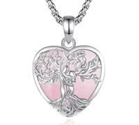 INFUSEU Collar Árbol de la Vida para Mujer, Colgante Cuarzo Rosa Cristal Corazón Piedras Protectoras Joya Amuleto de Protección y Buena Suerte Regalo Personalizado para Mujeres Amiga Mamá