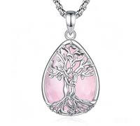 INFUSEU Collar Árbol de la Vida para Mujer, Colgante Cuarzo Rosa Cristal Lágrima Piedras Protectoras Joya Amuleto de Protección y Buena Suerte Regalo Personalizado para Mujeres Amiga Mamá