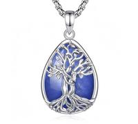 INFUSEU Collar Árbol de la Vida para Mujer, Colgante Lapislázuli Cristal Lágrima Piedras Protectoras Joya Amuleto de Protección y Buena Suerte Regalo Personalizado para Mujeres Amiga Mamá