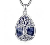 INFUSEU Collar Árbol de la Vida para Mujer, Colgante Piedra Azul Cristal Lágrima Piedras Protectoras Joya Amuleto de Protección y Buena Suerte Regalo Personalizado para Mujeres Amiga Mamá