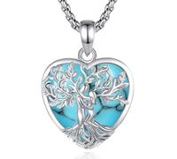 INFUSEU Collar Árbol de la Vida para Mujer, Colgante Turquesa Cristal Corazón Piedras Protectoras Joya Amuleto de Protección y Buena Suerte Regalo Personalizado para Mujeres Amiga Mamá
