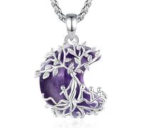 INFUSEU Collar Árbol de la Vida Raíces Familiares Luna Creciente con Amatista Joya para Mujer Regalo para Madre y Cuatro Hijos Día de la Madre Cumpleaños Navidad