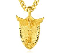 INFUSEU Collar Arcángel Michel, San Elíptica Plata 925 18K Gold Colgante para El Hombre Con La Ira Del Guerrero Michael San Miguel Blindaje Medalla para Mujeres