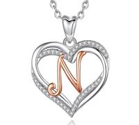 INFUSEU Collar Con Letra, Colgante Corazon N Iniciales Joyas Cadena Mujer Regalos Mujer Santo