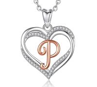 INFUSEU Collar Con Letra P, Alfabeto Mujer Oro Rosa Colgante Inicial Joyas Personalizadas Regalos Para Mujeres De 40 Años