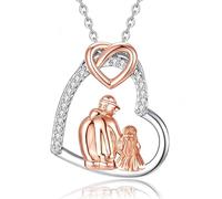 INFUSEU Collar de Padre e Hija Corazón Doble Colgante Familiar Joya para Mujer Regalo para Mamá Día de la Madre Cumpleaños Navidad