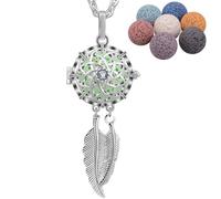 INFUSEU Collar Difusor Aceites Esenciales, Atrapasuenos Plateado Colgante Piedras De Lava Difusor De Aceite Esencial MedallóN Colgante Joyas Para