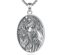 INFUSEU Collar Diosa Mar, Colgante Iemanjá Plata De Ley 925 Joyería De Mitología Griega Símbolo Regalo Protección Encanto Gorgona Pagana Medusa Griega Antigua Regalo para Mujer
